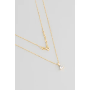 Üçgen Taşlı 18 Ayar Sarı Altın Kaplama 43 cm Gümüş Minimal Kolye