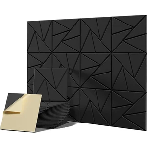 Kendinden Yapışkanlı 12 Paket Akustik Paneller, 12X 12X 0,4 Inç Ses Geçirmez Köpük Paneller, Ses Panelleri Yüksek Yoğunluklu, Siyah (Yurt Dışından)