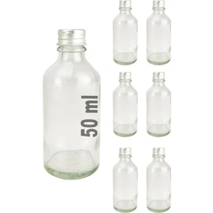 6’lı 50 ml Gümüş Metal Kapaklı Cam Zencefil Shot Şişesi Söz Nişan Hediyelik Kolonya Şişesi