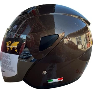 Sw 700 Motosiklet Kahverengi Yarım Kask