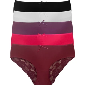 Miss Blue Moon Yüksek Bel Arka Baklava Kesim Dantelli Bato 5'Li Külot 5660-2