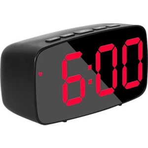 Akıllı Dijital Çalar Saat Başucu, Kırmızı LED Seyahat USB Masa Saati 12/24H Tarih Sıcaklık Erteleme Yatak Odası Için, Siyah (Yurt Dışından)