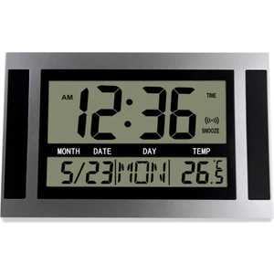 Dijital Duvar Saati LCD Numarası Zaman Sıcaklık Takvimi Alarm Masa Masa Saati Modern Tasarım Ofis Ev Gümüş (Yurt Dışından)
