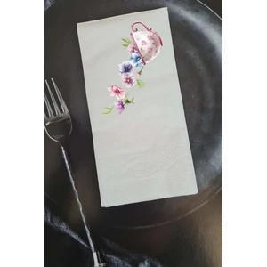 Çiçekli Kahve Fincan Konuşan Peçete Sunum Peçetesi