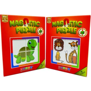 Manyetik Puzzle Ikili Set - Sevimli Hayvanlar +Hayvanlar Puzzle 4 Mıknatıslı Küp