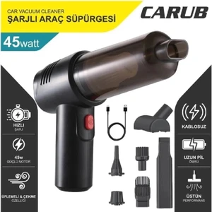 Kablosuz Şarjlı Araç Süpürgesi ve Hava Verici Çift Yönlü Kullanım 45 Watt Güçlü Çekiş