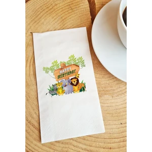 Sunum Peçetesi Safari Happy Birthday Yazılı Kağıt Peçete