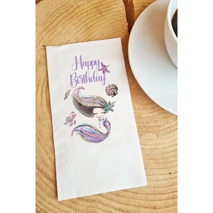 Sunum Peçetesi Deniz Kızı Happy Birthday Yazılı Kağıt Peçete