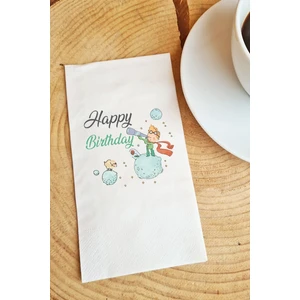 Sunum Peçetesi Küçük Prens Happy Birthday Yazılı Kağıt Peçete