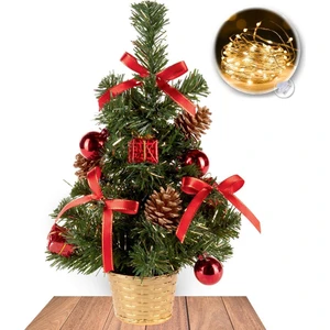 Masho Trend Süslemeli 30 cm Çam Ağacı + 3 Metre Peri LED - Süslü Çam Ağacı - Yılbaşı Çam Ağacı