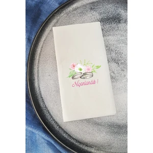 Sunum Peçetesi Nişanlandık Yüzüklü Çiçekli  Konuşan Kağıt Peçete