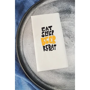 Sunum Peçetesi Eat Sleep Beer Konuşan Kağıt Peçete