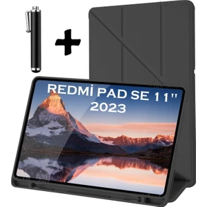 M.TK Moveteck Xiaomi Redmi Pad Se 11 Inç Tablet Uyumlu Kılıf Katlanır Kalem Bölme Yuvası Standlı Uyku Modlu Akıllı Yumuşak Kapak