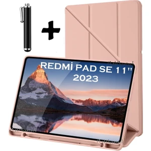 M.TK Moveteck Xiaomi Redmi Pad Se 11 Inç Tablet Uyumlu Kılıf Katlanır Kalem Bölme Yuvası Standlı Uyku Modlu Akıllı Yumuşak Kapak