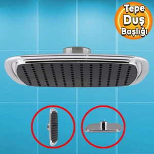 Banyo Tepe Duş Başlığı Fiskiyesi Kare Başlık Siyah