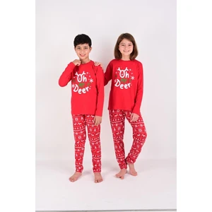 Kız / Erkek Çocuk Uzun Kollu Yılbaşı Temalı Pamuklu Pijama Takımı