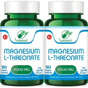 Magnesium L-Threonate 2000 mg 2 x 90 Vegan Kapsül Magnezyum 159 mg Magnezyum L-Treonat