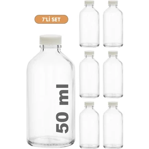 7 Adet 50 ml Shot Ginger Şişe Cam Mini Plastik Kapaklı Kavanoz Kışlık Karışım Iksir Şişesi