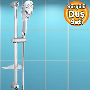 Duş Seti Sürgülü Banyo Duş Başlığı Seti Fiskiyesi Telefonu Yuvarlak Başlık Metal Hortum