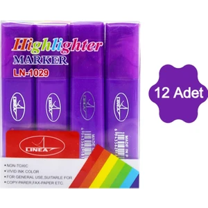 Fosforlu Kalem Neon LN-1029 Mor 12 Adet