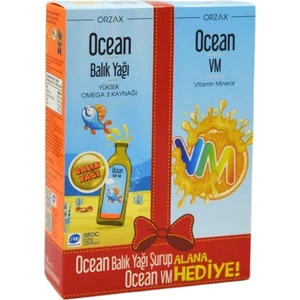 Ocean Portakallı Balık Yağı Şurubu 150 ml + Ocean Vm Şurup 150 ml Hediye