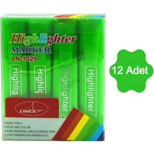 Fosforlu Kalem Neon LN-1029 Yeşil 12 Adet