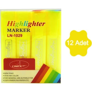 Fosforlu Kalem Neon LN-1029 Sarı 12 Adet