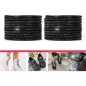 Siyah Kristal Taşlı Pırıltılı Bot Bağcığı Uçsuz 120 Cm 1 Çift