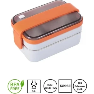 Smart Style Lunch Box Iki Katlı Paslanmaz Çelik Kolay Kilitlenir Sefer Tası – 1200 ml