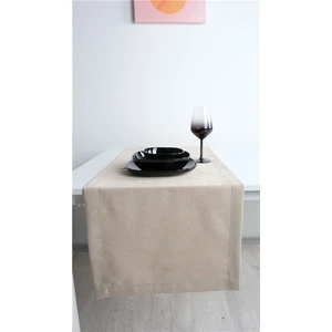 2'li Kadife Dokulu Runner Krem