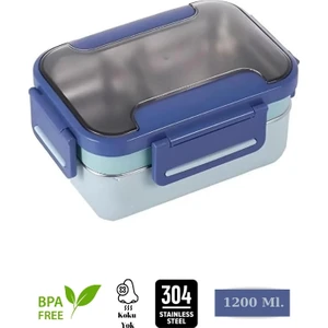 Food Conteyner Iki Katlı Paslanmaz Çelik Kolay Kilitlenir Sefer Tası – 1200 ml