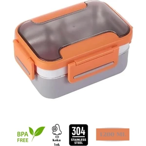 Food Conteyner Iki Katlı Paslanmaz Çelik Kolay Kilitlenir Sefer Tası – 1200 ml