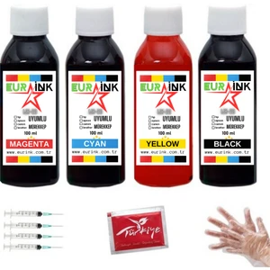Epson L210 Yazıcı Uyumlu Mürekkep 100 ml x 4  Siyah ve Renkli Dolum Seti