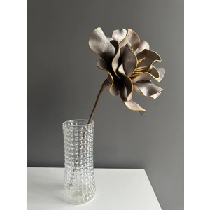 El Yapımı Dekoratif Büyük Boy Parlak Antrasit Yapay Manolya-Vazo Çiçeği