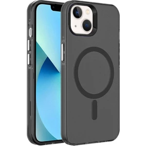 Case 4u Apple iPhone 15 Plus Kılıf Magsafe Şarj Özellikli Buzlu Transparan C-Pro Sert Kapak Siyah