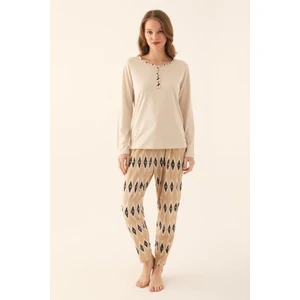 Pierre Cardin Kadın Uzunkol Mevsimlik Pijama Takım Kadın Büyük Beden Pijama Takım
