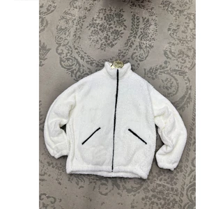 Unisex Beyaz Oversize Peluş Ceket