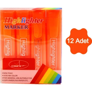 Fosforlu Kalem Neon LN-1029 Turuncu 12 Adet