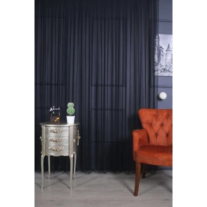 Siyah Grek Tül Perde Gramajlı Etek Kurşunlu Pilesiz Düz Dikim