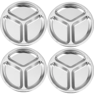 Xin Yue Zhang 4x Paslanmaz Çelik 3 Bölüm Yuvarlak Bölünmüş Tabak Snack Yemek Tabağı Çapı 24 cm (Yurt Dışından)