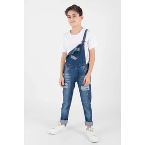 Kids Erkek Çocuk Yırtmaç Bahçıvan Kot Tulum Pamuklu Salopet Tulum AK874042
