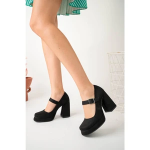 Gimer Avm Dolgu Topuk Platform Siyah Süet Kadın Ayakkabı