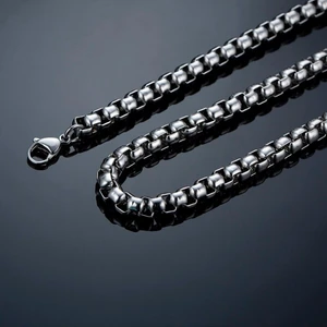 Kare Model Box Chain Kalın 316L Çelik Erkek Zincir Kolye 4mm - Kalın