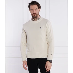 Tommy Hilfiger Erkek Marka Logo Detaylı Regular Fit Uzun Kollu Bej Kazak MW0MW33505-AEF