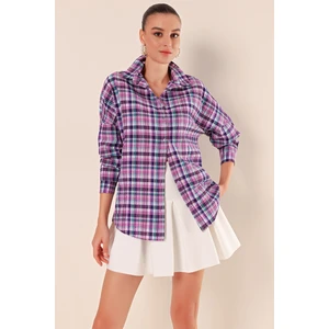 3900 Oversize Uzun Basic Gömlek - A. Mor