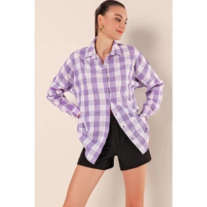 3900 Oversize Uzun Basic Gömlek - B.lila