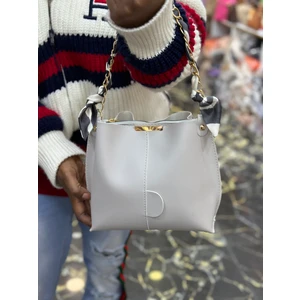 Nbi Bags Kadın Fularlı Zincir Aksesuarlı Yumuşak Deri 3 Bölmeli El Kol ve Omuz Çantası