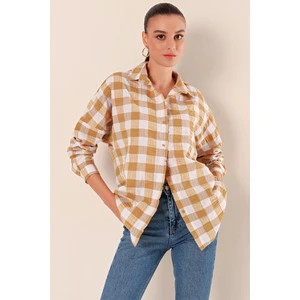 3900 Oversize Uzun Basic Gömlek - Vizon