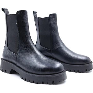 SV030  Deri Lastikli Siyah Kadın Chelsea Bot