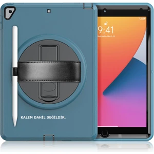 Apple iPad 10.2 9.nesil Kılıf Yatay Standlı Zırh Özellikli Kalem Bölmeli Defender Kılıf (Model A2602,A2603,A2604)